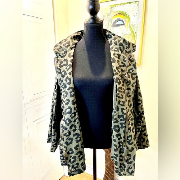 🆕Style hub cheetah print/dark green jkt/cinch waist adj/Pockets/Notchcollar - Picture 13 of 15